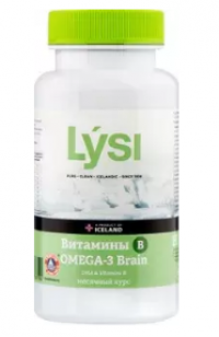 Лиси рыбий жир Lysi омега-3 brain витамины группы B комплект капс №60